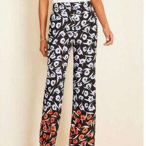 Ann Taylor Wide Leg Poppy Flower Slacks Size 10